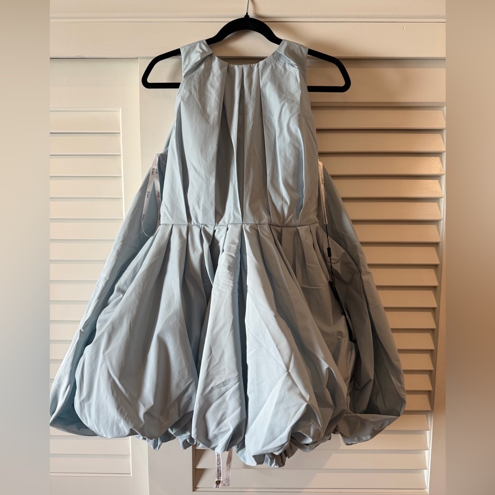 Mac Duggal Light Blue Sleeveless Taffeta Bubble Mini Dress - Picture 5 of 12